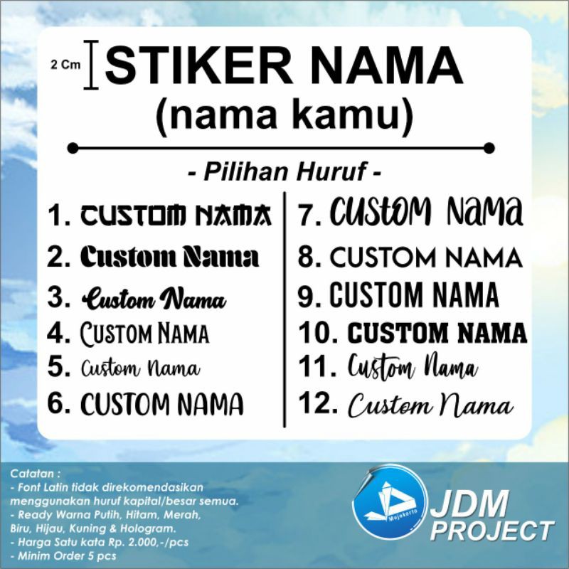 

Cutting Stiker Nama Custom Hologram Pelangi