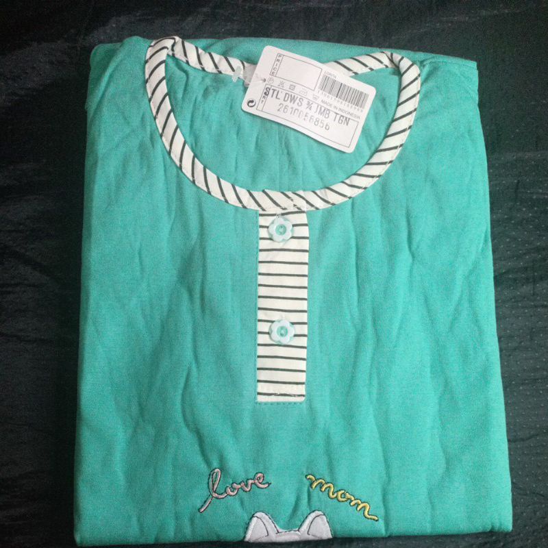 flo_style-baju tidur 3/4 jumbo kaos tebal lorita tinny by Sofie termurah/terlaris(Etalase2geser☝️-Hijau 856