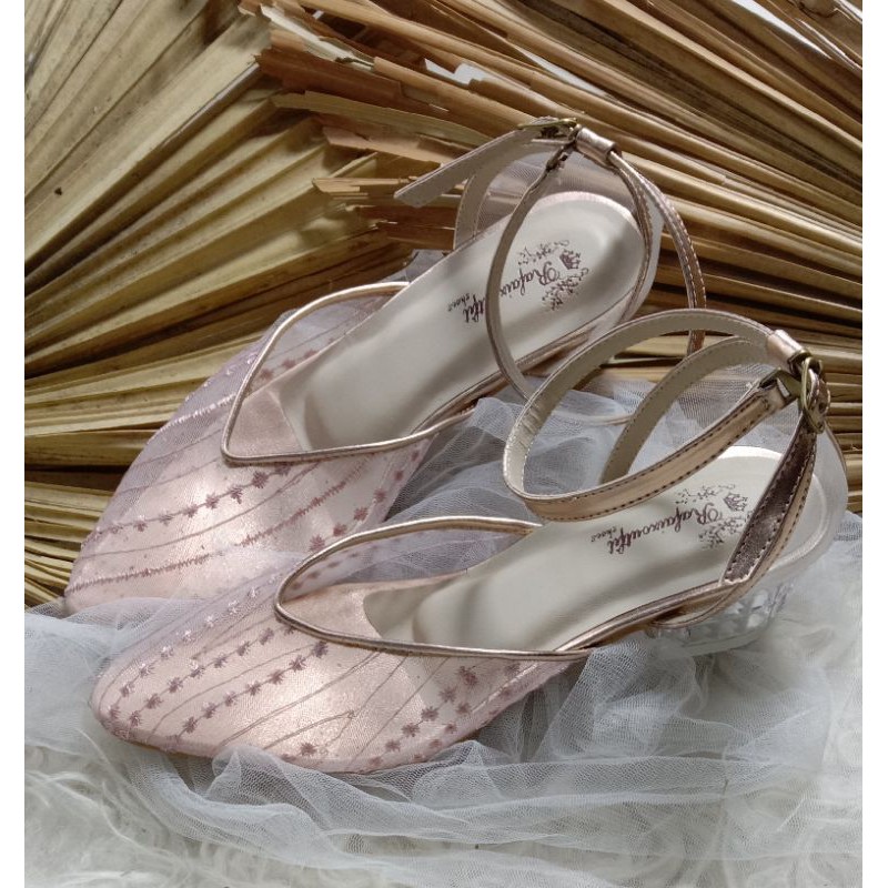 sepatu Arummi rosegold sepatu wanita cantik 3cm kaca