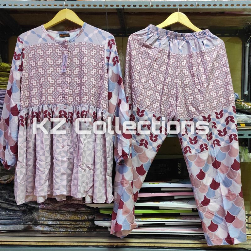 pakaian one set tunik setelan motif