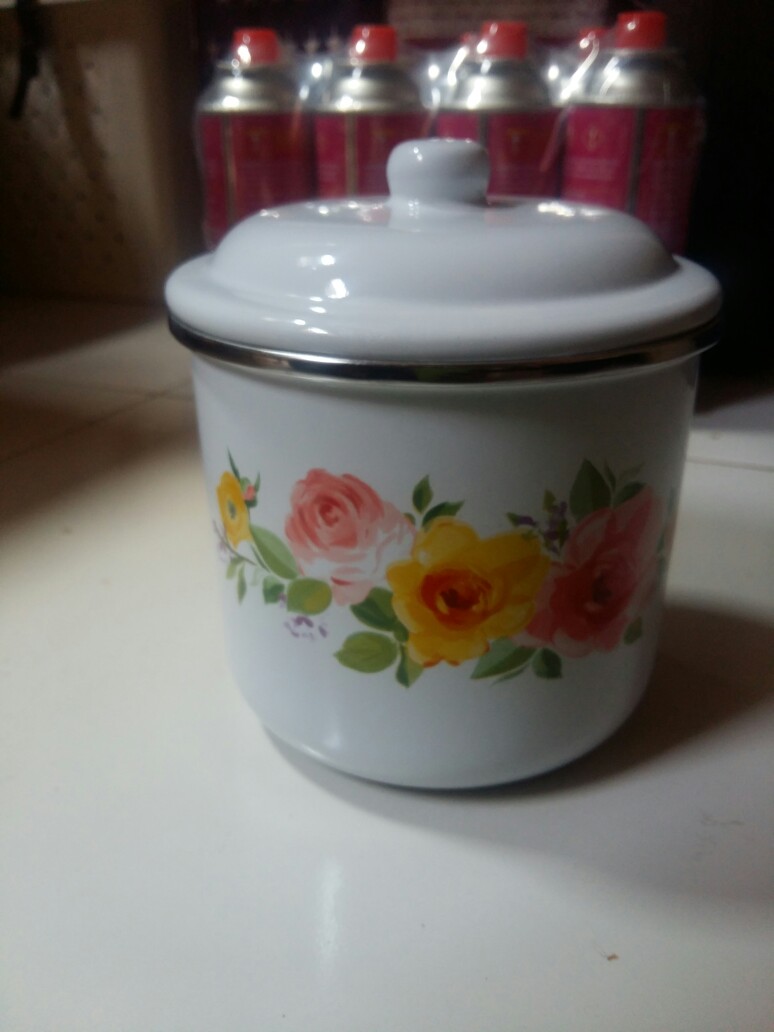 Ideal Mug Enamel Jadul Diameter 12 Cm Ber Motif Bunga Cantik