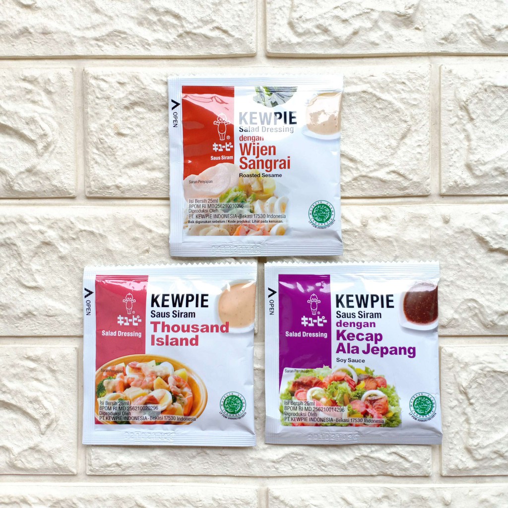 

Kewpie Saus Siram Salad Dressing Sachet 25ml Thousand Island Wijen Sangrai Soy Sauce Kecap Jepang 25