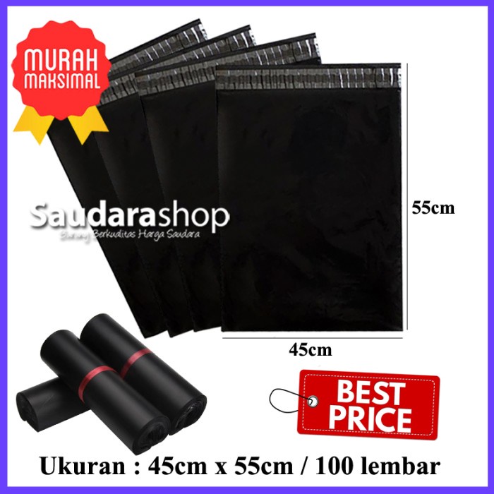 

Wow Polymailer Packing (45Cm X 55Cm) 100 Lembar / Polymailer 45X55 Hitam Promo