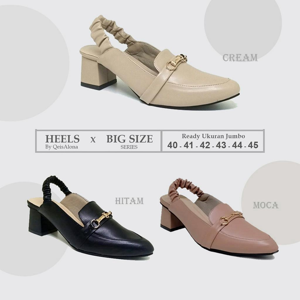 Zagib x Alona | Mules Heels Big Size | Sepatu Sandal Wanita Ukuran Besar Jumbo 40 41 42 43 44 45