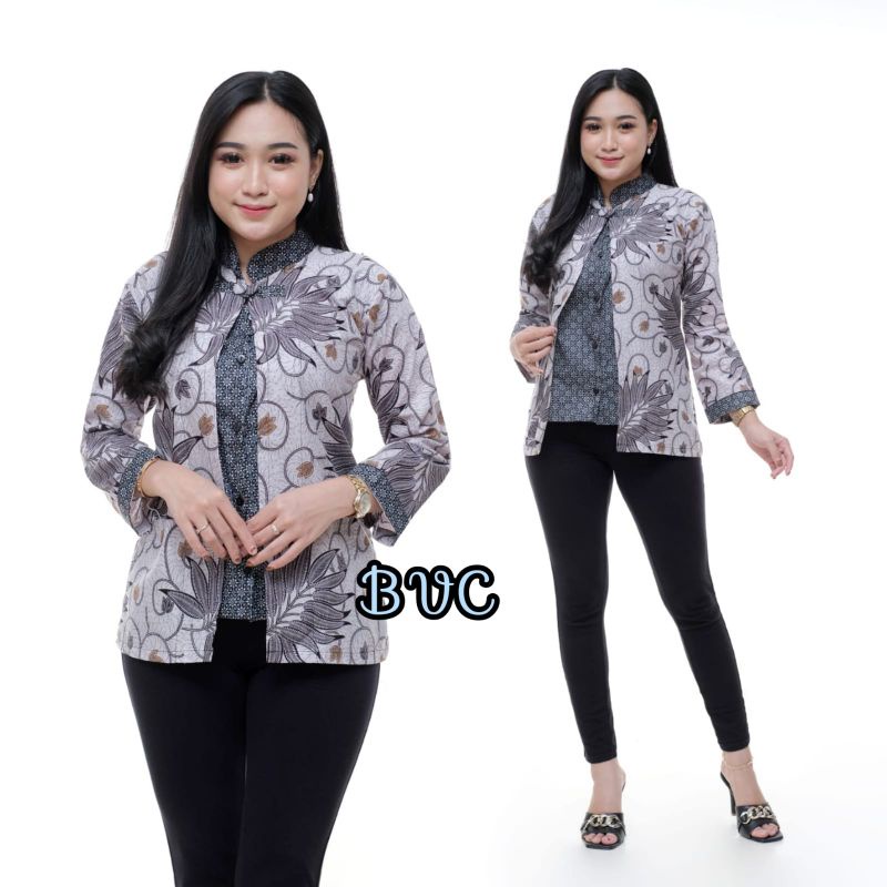 tey-17 Batik wanita ASJ SA HRB026 Kenongo Kemeja Tosca Pendek-Bol alam