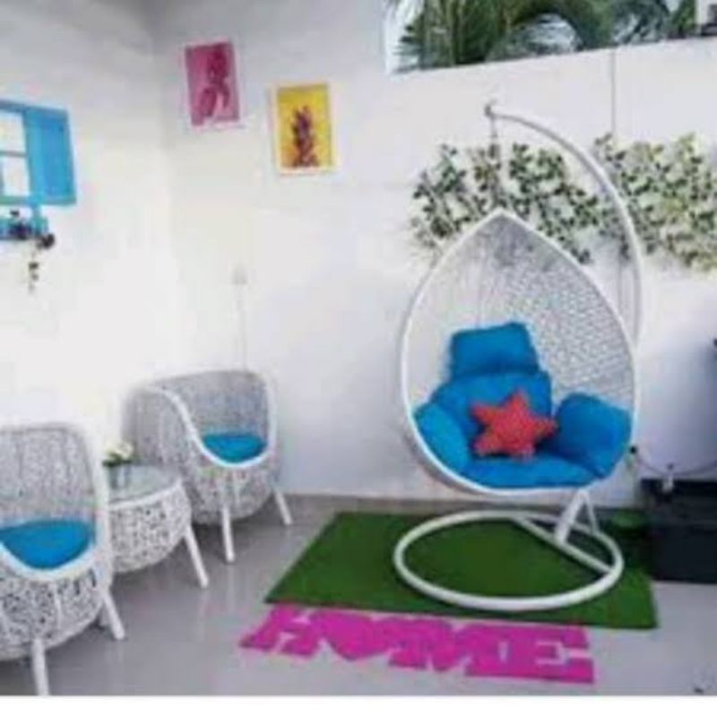 kursi teras brekele + ayunan rotan sintetis