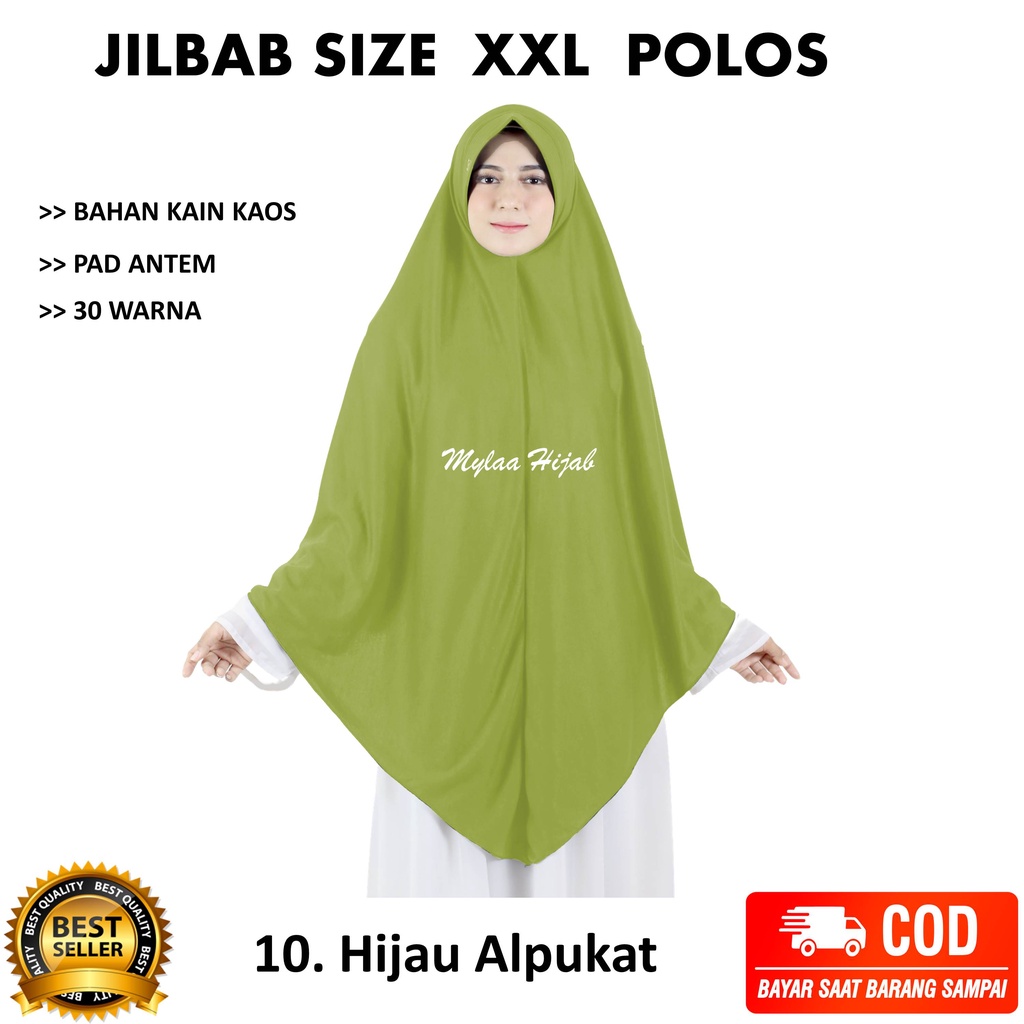 Jilbab instan NON SERUT Size XXL Pad Antem Bahan Kaos PE murah XXL-03 HARGA GROSIR TERMURAH.-10 ALPUKAT