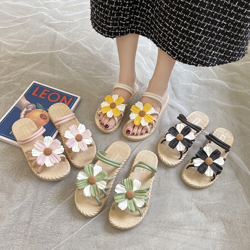 BOSJKT0059 Sandal Karet Wanita Tali Motif Bunga