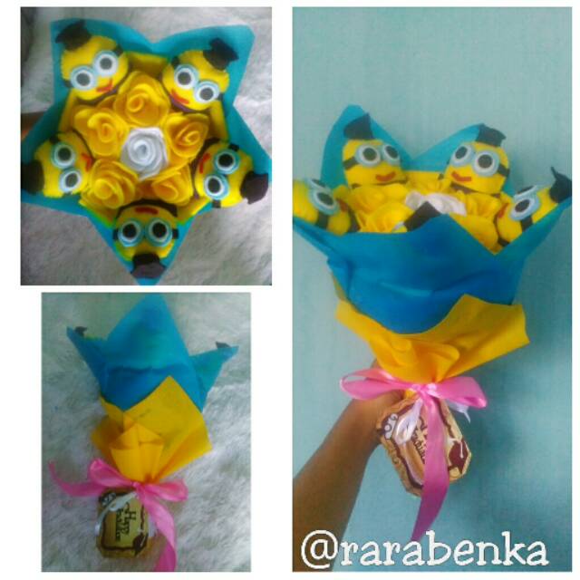 Buket bunga karakter minion + toga