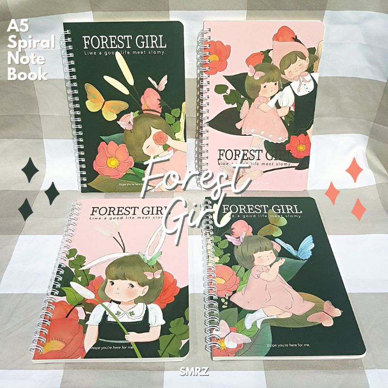 

Forest Girl A5 Spiral Notebook - Buku Tulis Garis Perempuan dan Hutan