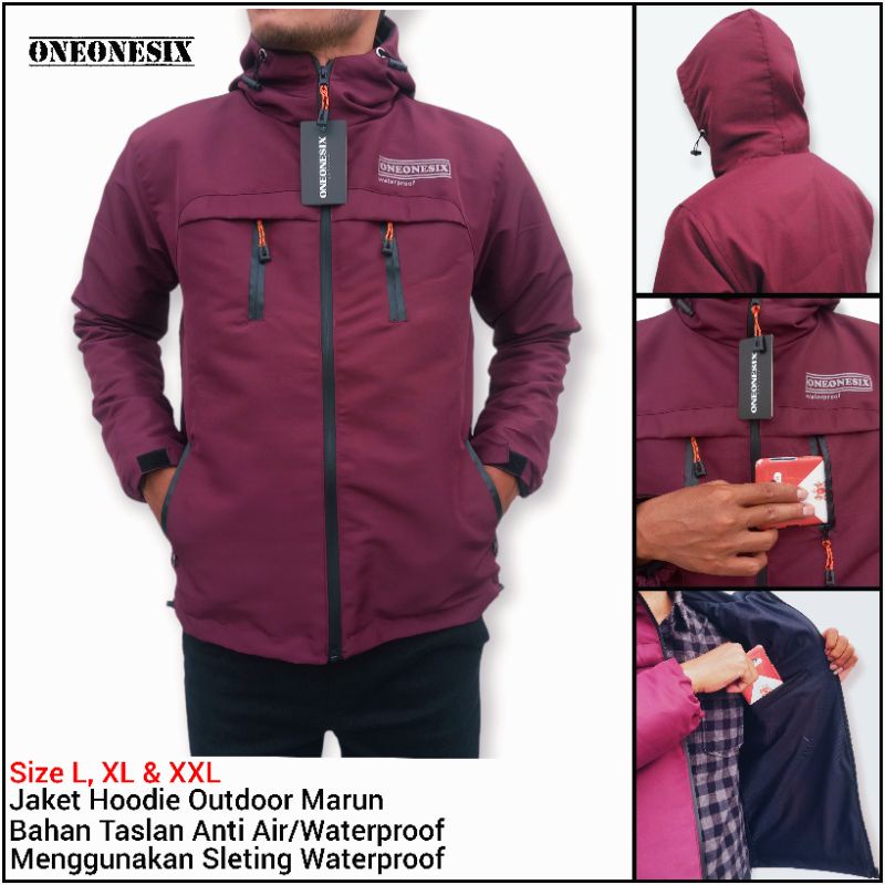 JAKET OUTDOOR WATERPROOF PRIA TASLAN JN PREMIUM JACKET HOODIE GUNUNG PARASUT ANTI AIR TRAVELING HIKING DEWASA