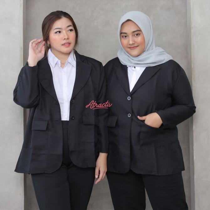 Blazer Hitam Jumbo Wanita XXL XXXL Blazer Formal Jumbo Blazer Kantor