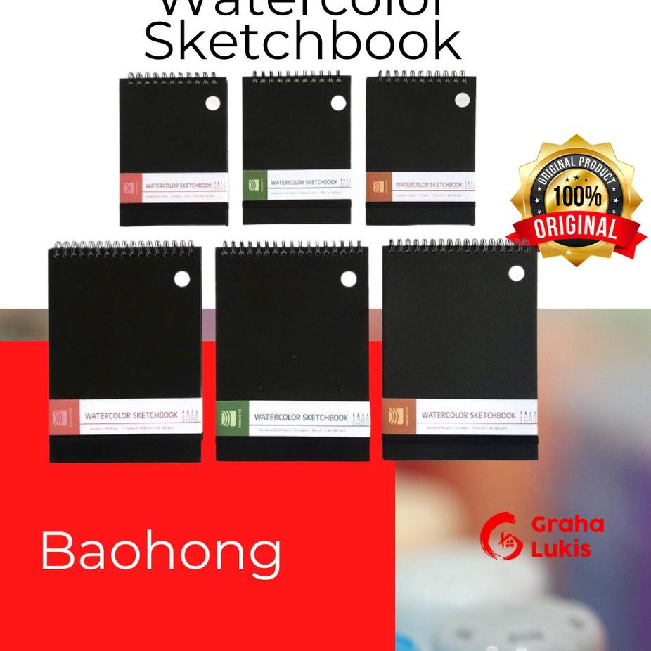 

[PRODUK VSZN9] Baohong Watercolor Sketchbook Academy Spiral Cotton 300gsm TKT