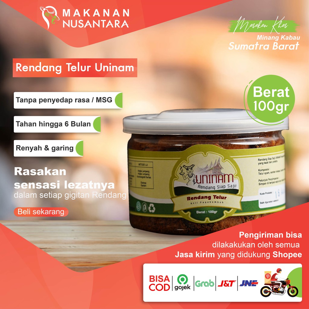 

Rendang Telur 100gr / Makanan Kemasan Rendang Padang Food Makanan Cepat Saji Makanan Ringan Keripik