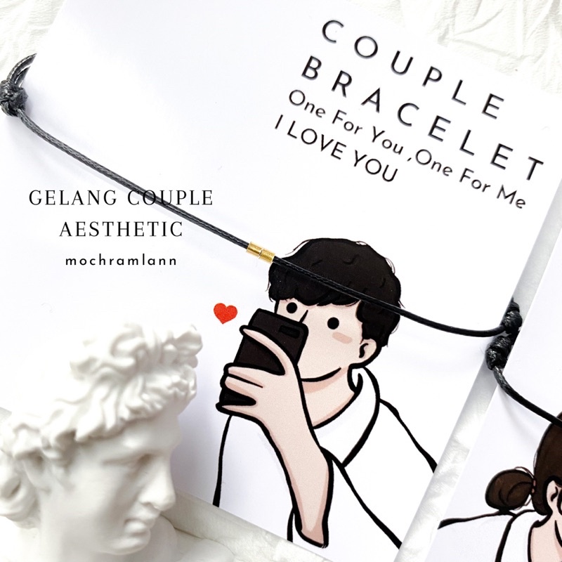 gelang manik tabung gold silver/gelang couple murah/gelang aesthetic/mochramlann