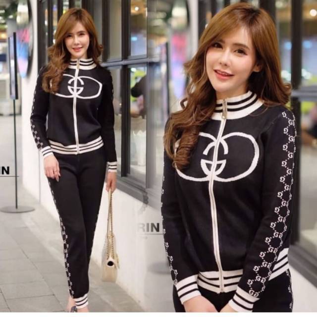 SETELAN CHANEL RAJUT PREMIUM IMPORT BKK ATASAN LENGAN PANJANG CELANA JOGER