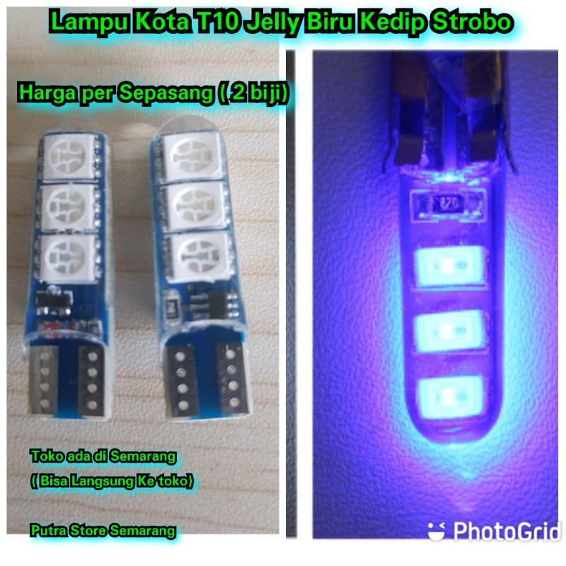 Lampu LED Kedip jelly Warna Biru Lampu Kota Motor Mobil 12V
