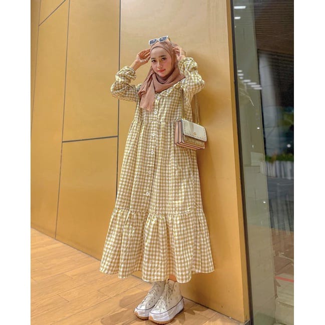 baju gamis wanita dewasa laura kekinian/pakaian wanita gamis muslim kotak/baju gamis wanita viral tr