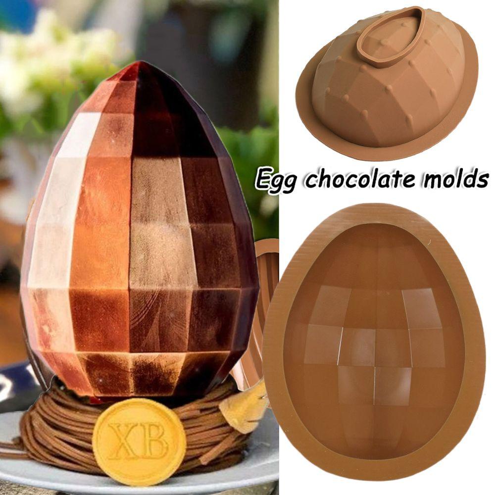 Cetakan Silikon SOLIGHTER Telur Paskah Alat Kue Lembut Happy Easter Breakable Diamond Half Egg