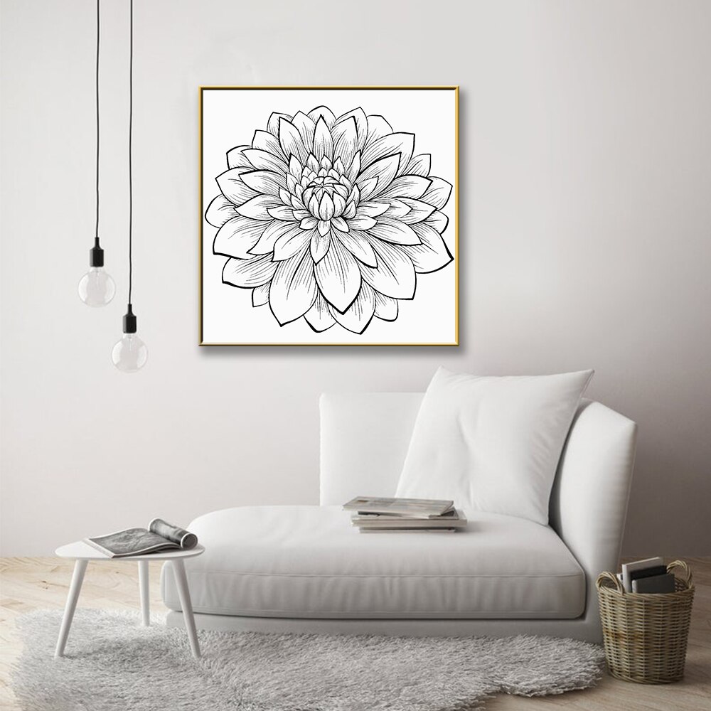 Lukisan Kanvas Desain Sketsa Bunga Abstrak Untuk Dekorasi Ruang Tamu Shopee Indonesia