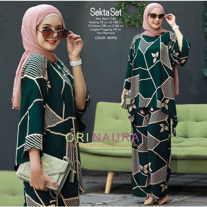 Setelan Wanita/Tunik Dress Emira/ Set Jumbo/One  Waka Waka