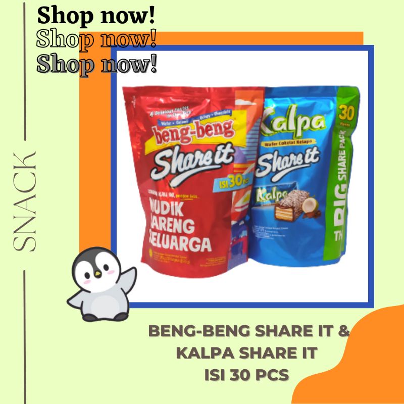 Beng-Beng Share It Wafer Cokelat, Kalpa Share It Wafer Kelapa isi 30pcs / 30 pcs (9.5gr)