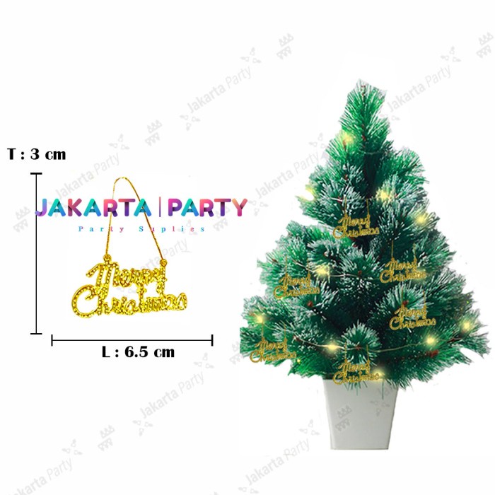 Hiasan natal gantung merry christsmas mini 6 pcs / hiasan pohon natal