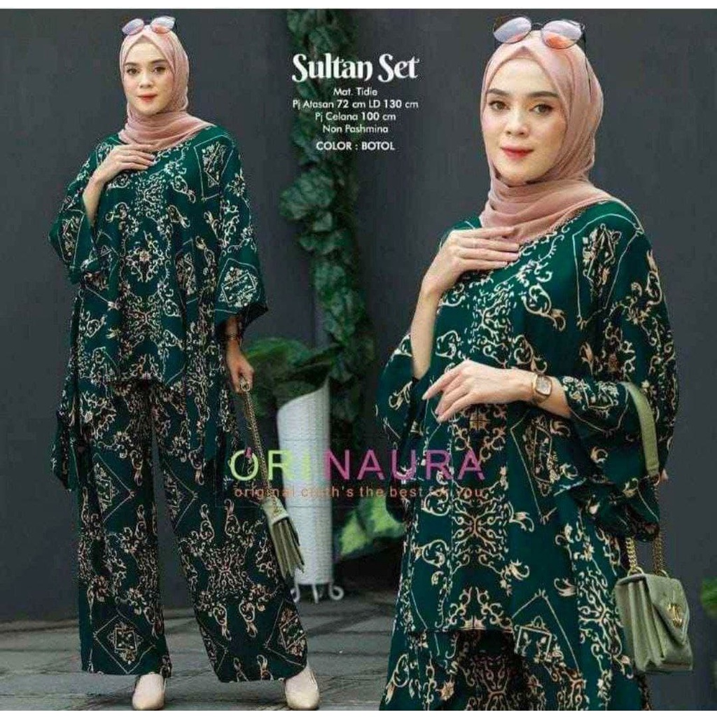 One Set Jumbo Waka Waka SULTAN Setelan Wanita Rayon Premium  Set Celana Panjang Tie Dye Kekinian