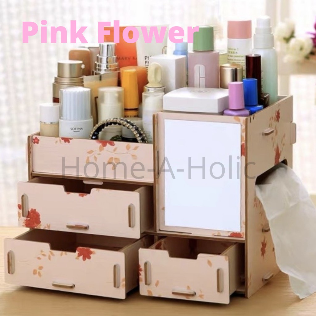 Rak Kosmetik Mini Dengan Cermin Sedang Bahan Kayu Tempat Rak Kosmetik Mini Dengan Cermin Sedang Bahan Kayu Tempat