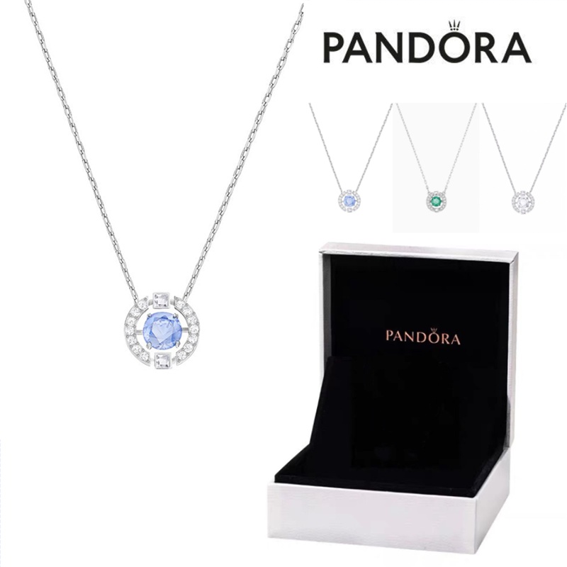 Pandora Kalung 925 Silver Dengan Liontin Bentuk Hati Aksen Kubik Zirkonia Untuk Wanita