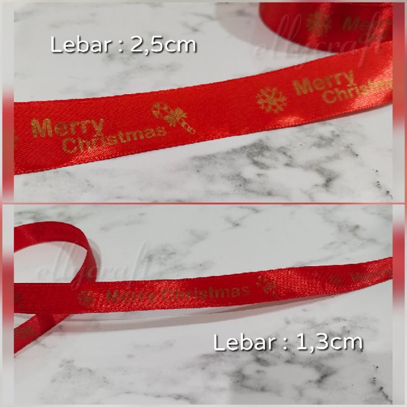 

1Yard (90cm) Pita Satin Merry Christmas 1,3cm 2,5cm/Pita Natal/Pita Kado/Pita Hampers