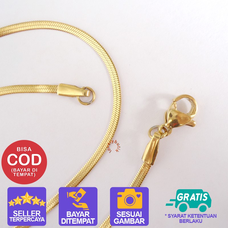 Lovelybutik  Kalung Rantai Titanium Anak Anti Karat  Kalung Titanium Anak Model Belut Pipih Lentur 35 cm