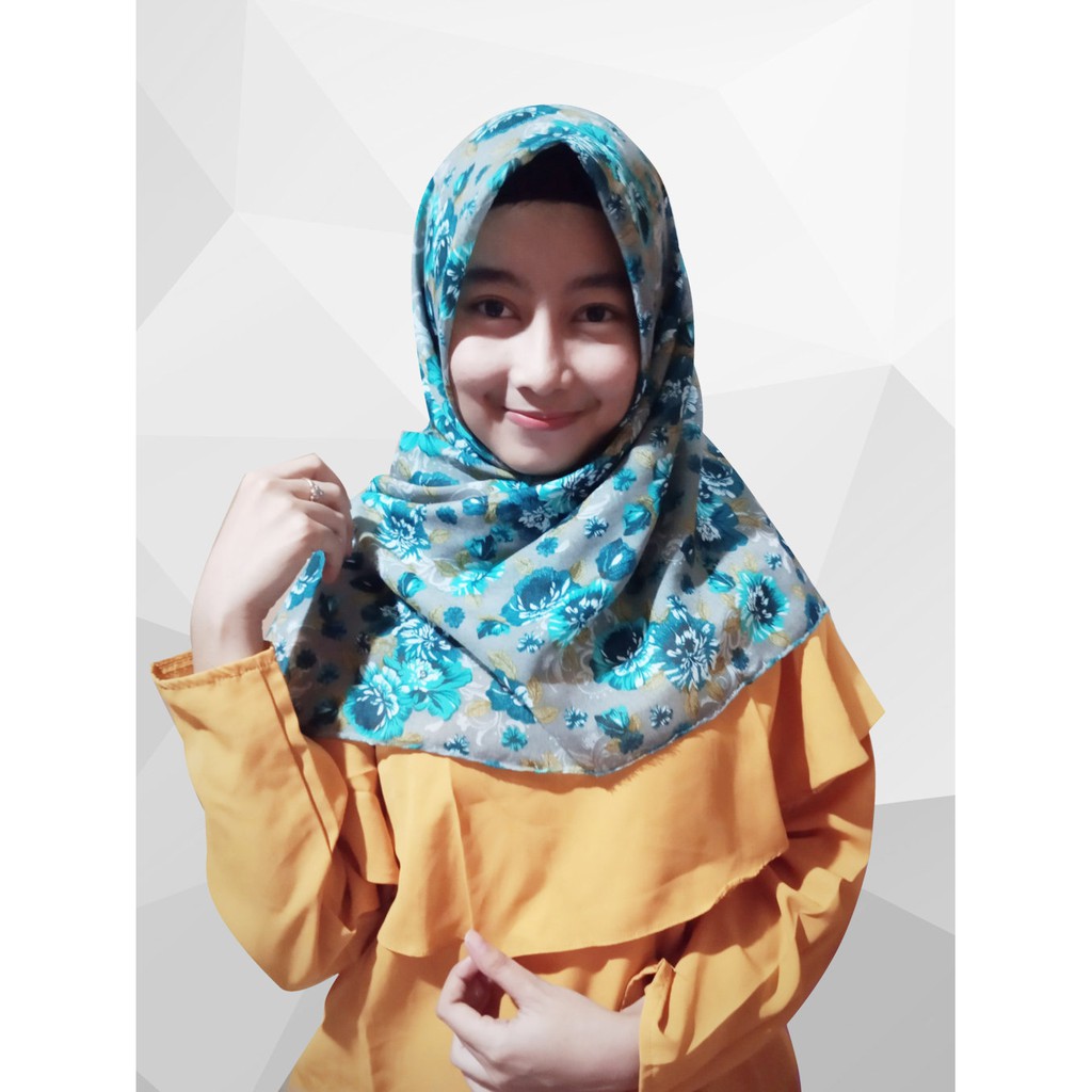 Jilbab Segi Empat Katun Motif