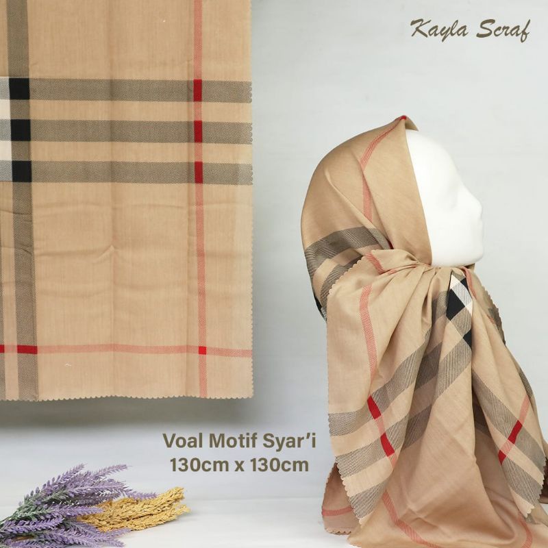 Hijab Segi Empat Voal Motif Kayla Scarf Syar'i 130×130cm