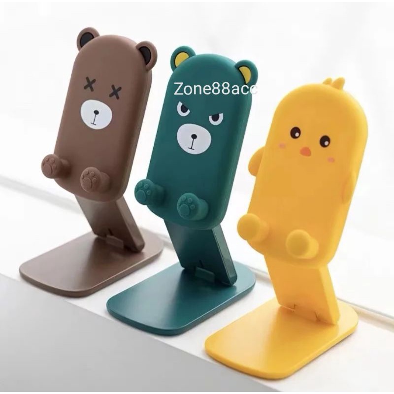 Phone Holder Cute Standing Karakter icon kartun Lucu Universal Handphone Smartphone HP Stand imut meja kantor lipat Portable Foldable