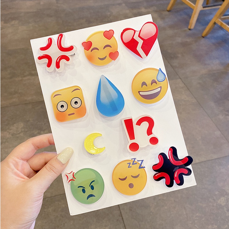 We Flower Jepit Rambut Bobby Pin Motif Kartun Emoji Angry Happy Untuk Anak Perempuan