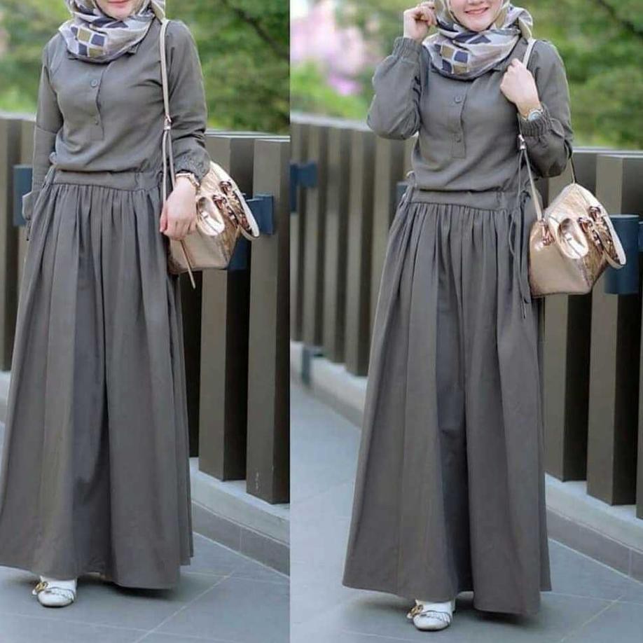 X2M SADIRA DRESS Baju Gamis Terbaru 2020 Gamis Wanita Muslim Wanita Elegant Trendy Gamis Simple 9AP