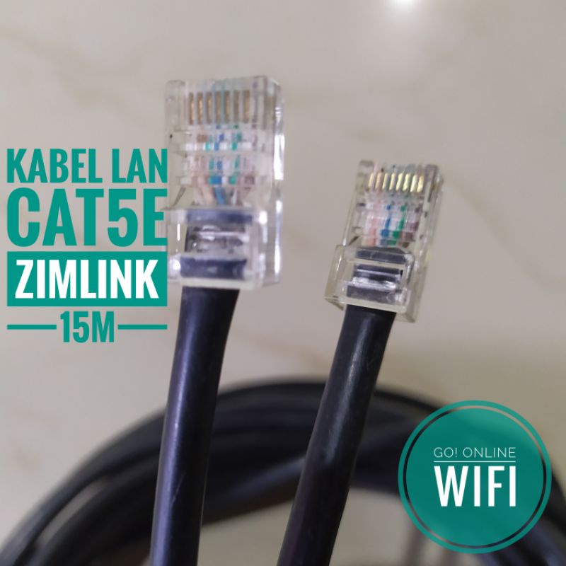 Kabel LAN CAT 5E Untuk Sambungan Internet Support Modem Outdoor 15M Sudah Terpasang Konektor RJ45