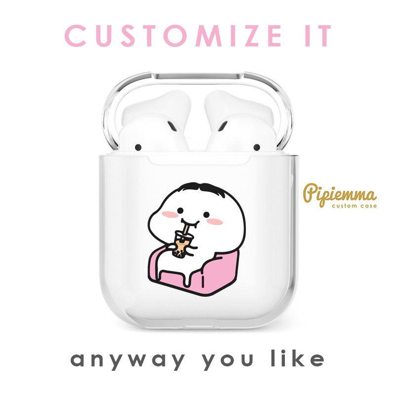 Casing Airpod Custom Gen1 / 2 3 2021 Pro Anti Kuning Request Nama Gambar Hardcase Bening