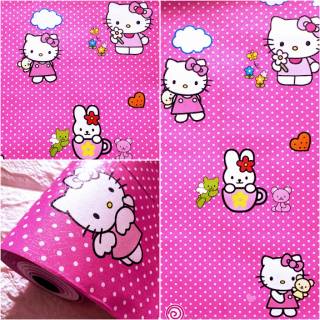 Wallpaper Stiker  Dinding Murah Hello  Kitty  Pink Polkadot 