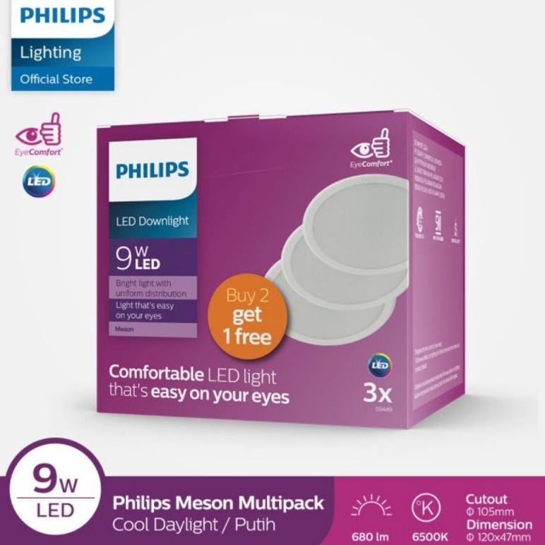 Lampu Downlight LED Multipack 59202 Meson 9W Beli 2 Gratis 1