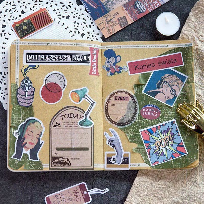 

60pcs Stiker Retro Decor Book