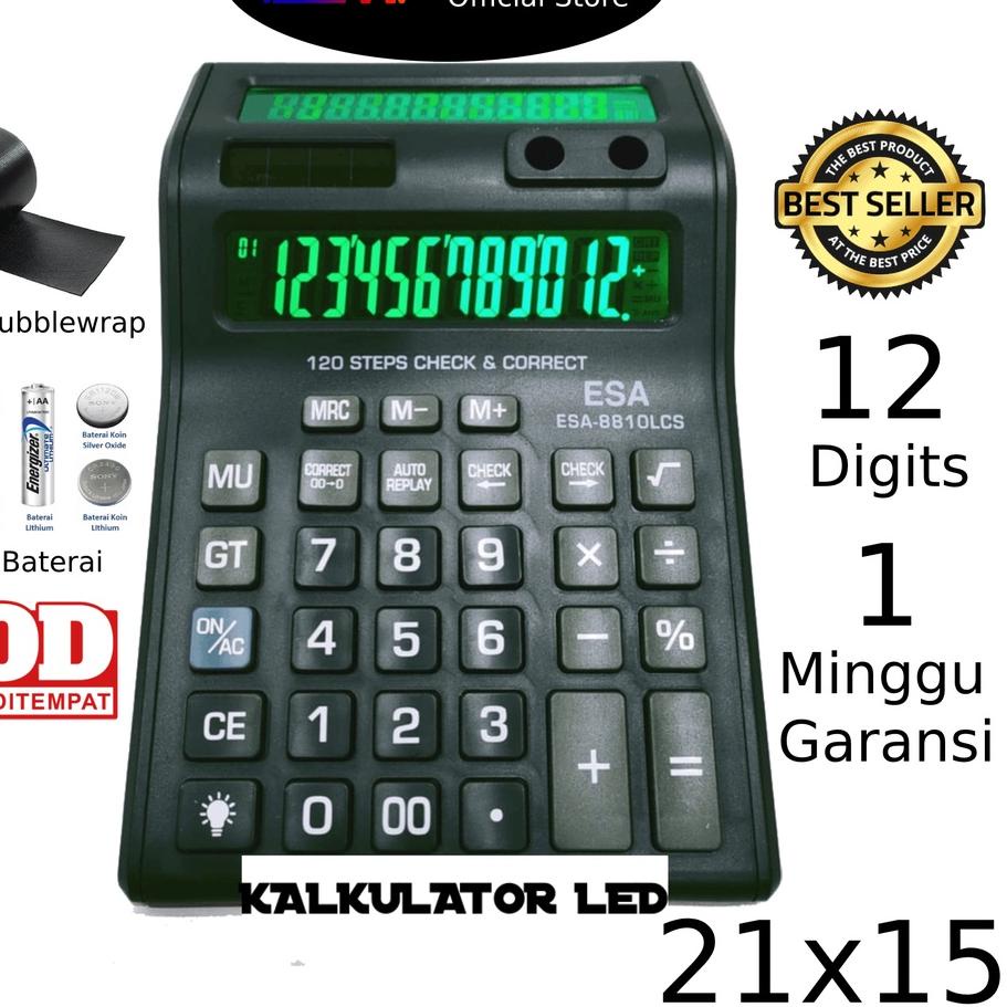 

Hot Sale - Bayar Kalkulator Digital LED 2 Layar 12 Digit ESA - Kalkulator Check / Calculator Dagang Besar / Kakulator