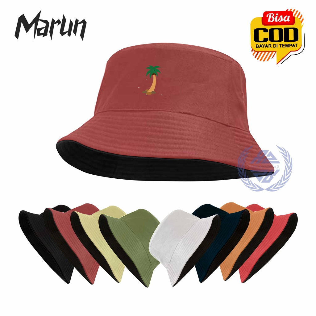 Topi Bucket Hat Dua Sisi Anti Uv Motif Sablon Bergambar / Bucket hat Sablon