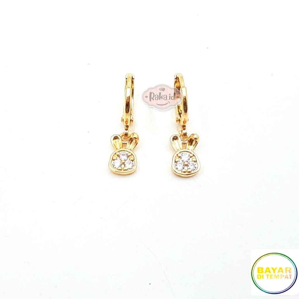 Anting Clip / Klip Bulat Motif Kelinci Perhiasan Aksesoris Wanita 1054