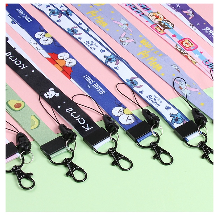 Thermal transfer lanyard kartun leher tali anti hilang lencana nama: ID card tali gantung yang dapat