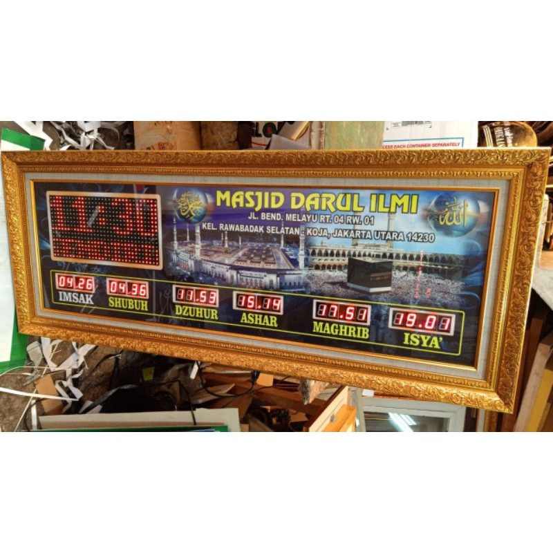 Jam Digital Masjid Waktu Adzan Running Teks Custom Nama 50 x 125 cm