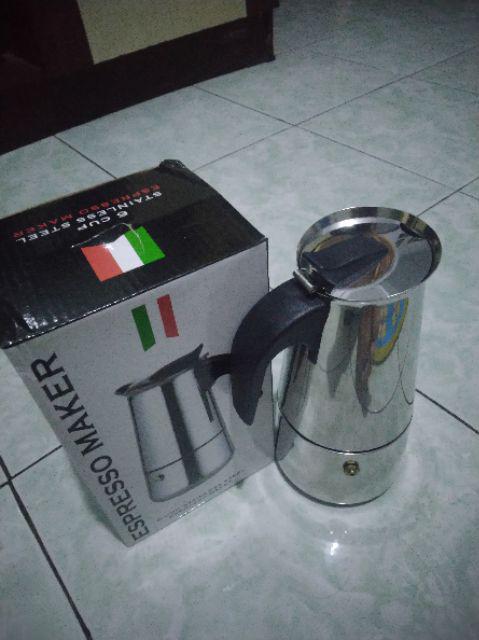 Moka Pot 6 Stainless 300ml Espresso Coffee Maker Teko Kopi 4 Cup
