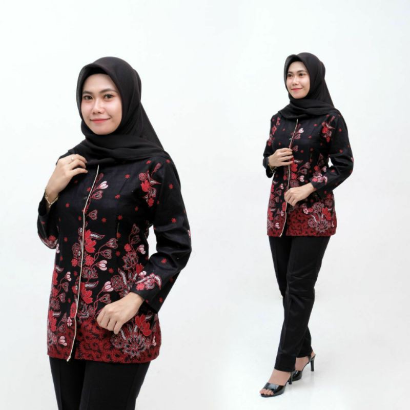 Atasan Batik Wanita PPBTK07 Modern Batik murah Cassual Atasanbatik Wanitabatik /Atasanwanita...-Blus sakura