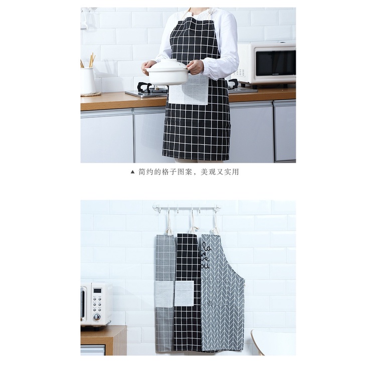 Celemek dapur chef apron masak pelindung baju anti kotor clemek koki motif kitchen black